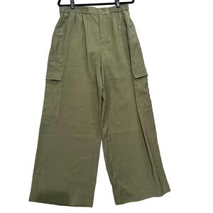 WAYF NWT Large Wide Leg High Rise Y2K Olive Green Cargo Pants